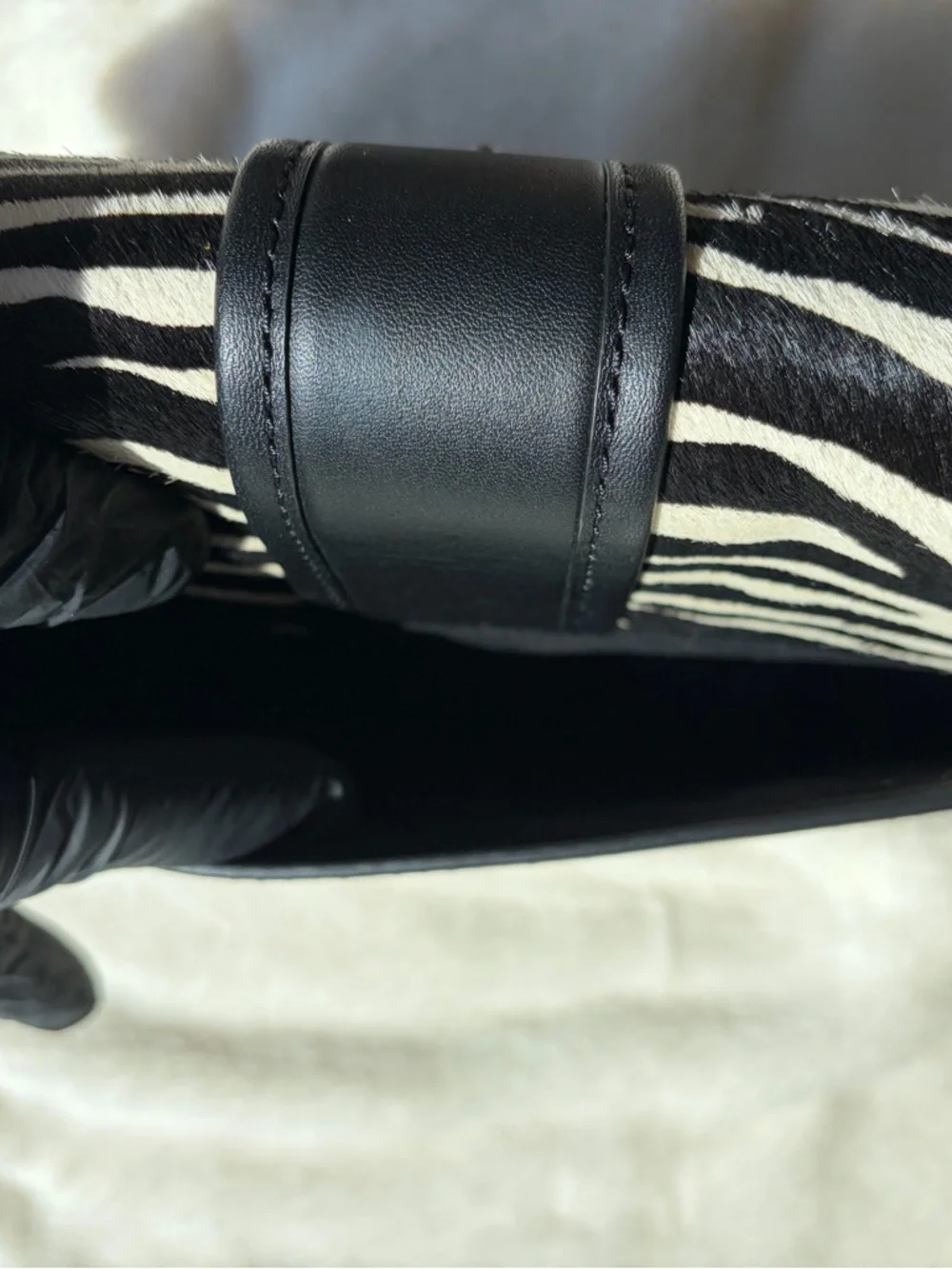 Michael Kors Zebra-Print Black‎ & White Calfskin Shoulder Bag